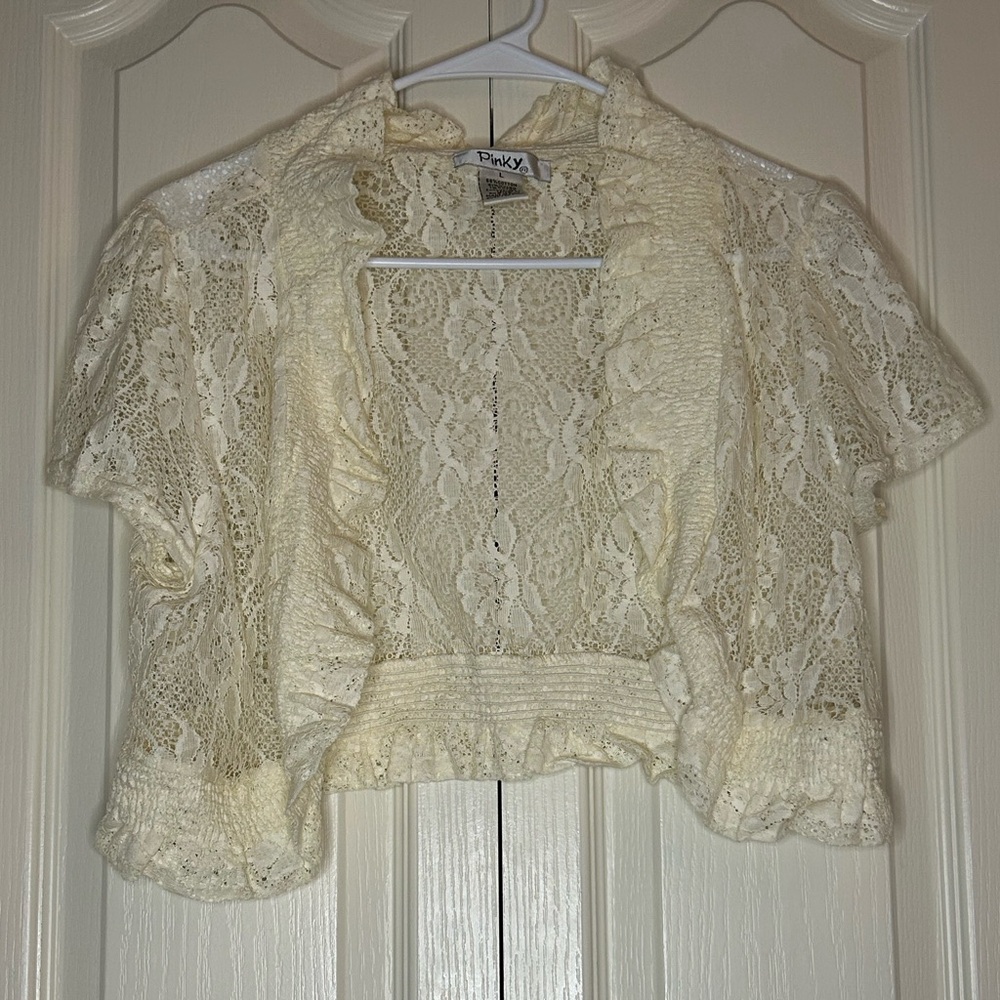 Women's Short Sleeve Lace Shawl | Size L